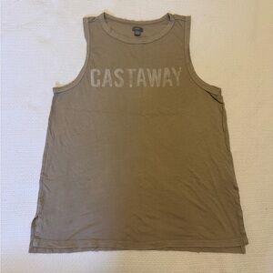 Castaway Tan Distressed Graphic Tank
